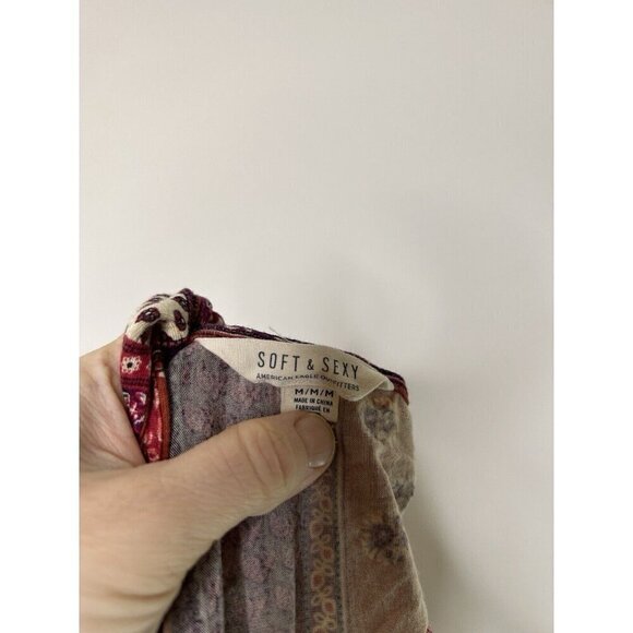 American Eagle Women Soft & Sexy Boho Floral Side Slit Maxi Dress Size Medium - Picture 9 of 10